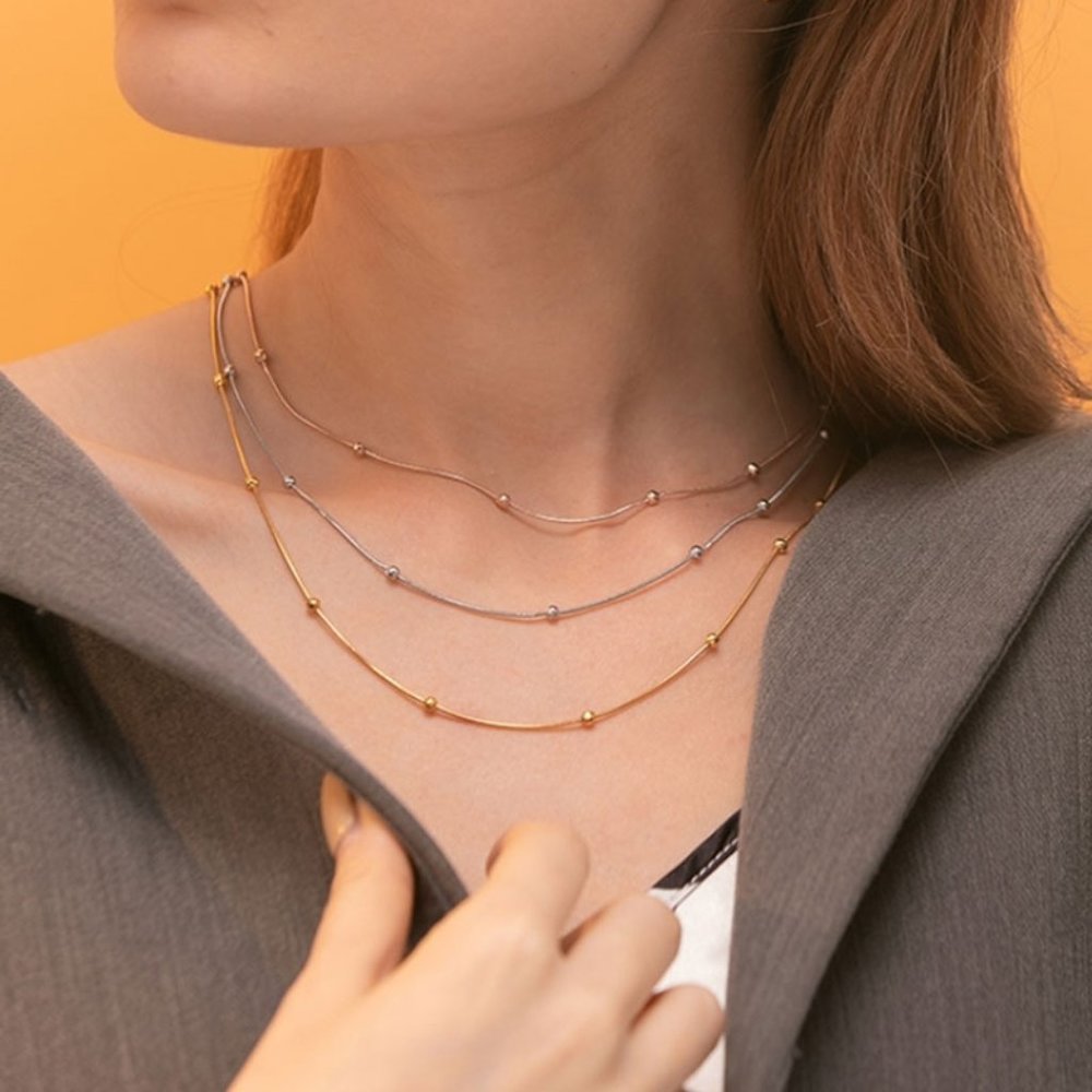 Mixed Metal Beaded Chain Necklace